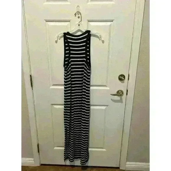 J crew Womens Size XS Black White striped maxi dress casual soft comfy Stretch - Picture 6 of 8